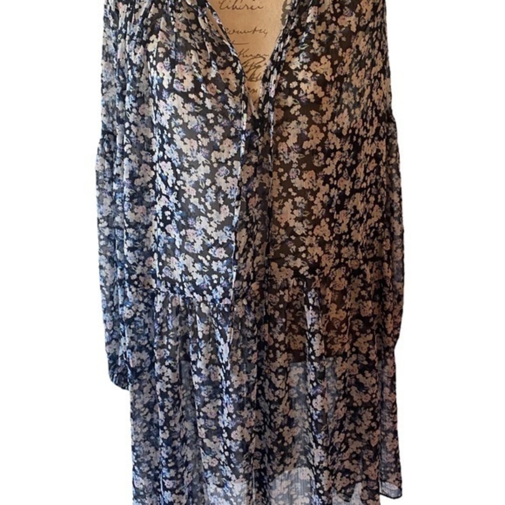 H&M Floral Midi Long Sleeve Dress Boho  Size XL - Picture 4 of 7